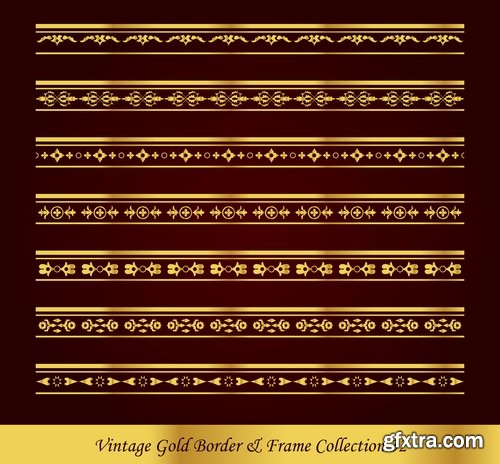 Collection of golden border frame framing vice calligraphic elements 25 EPS