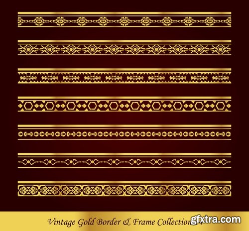 Collection of golden border frame framing vice calligraphic elements 25 EPS