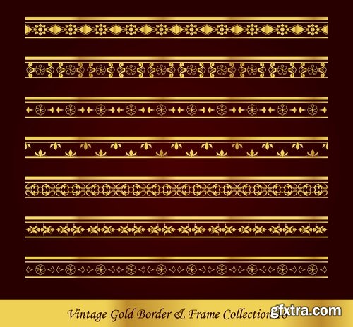 Collection of golden border frame framing vice calligraphic elements 25 EPS