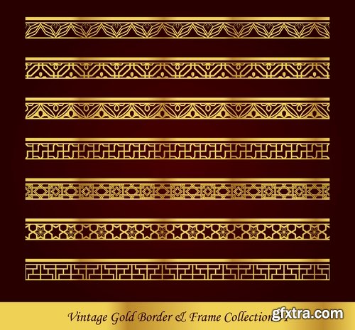 Collection of golden border frame framing vice calligraphic elements 25 EPS