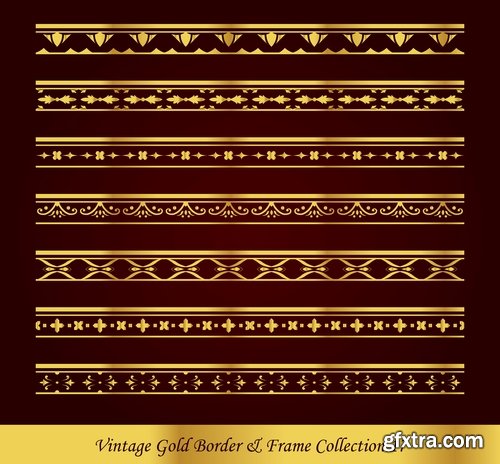 Collection of golden border frame framing vice calligraphic elements 25 EPS