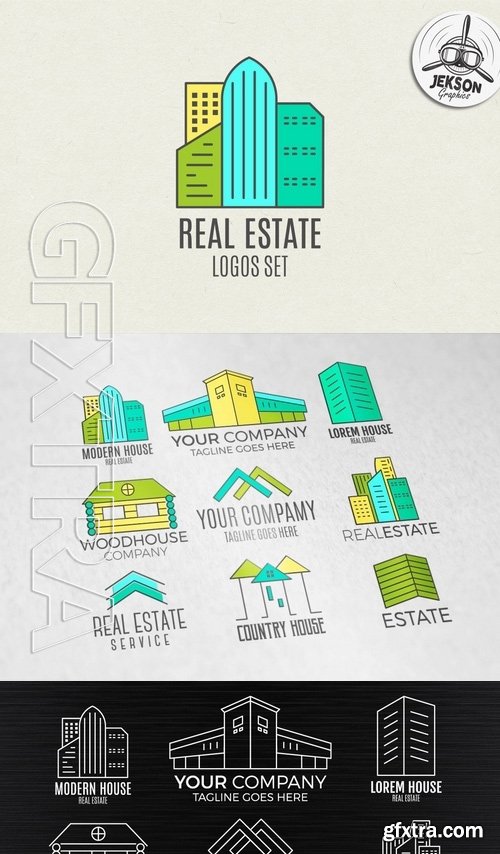 Real Estate Logo Set LineArt