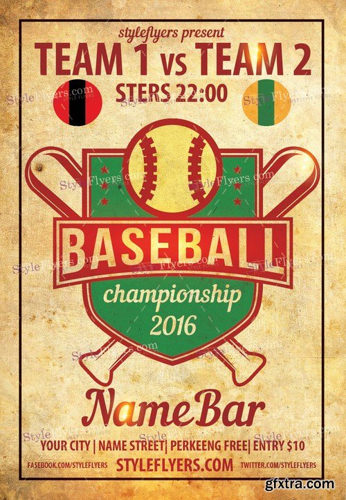 Baseball PSD Flyer Template + Facebook Cover