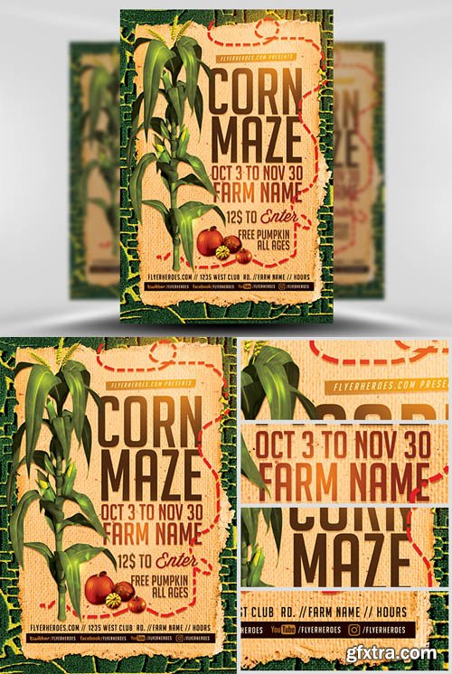 Fall Corn Maze Flyer Template