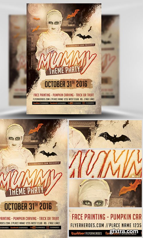 Mummy Themed Halloween Flyer Template