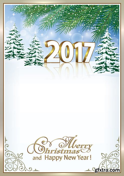 Happy new year 2017, Christmas design template