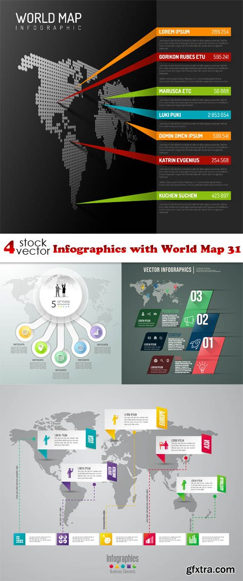 Vectors - Infographics with World Map 31