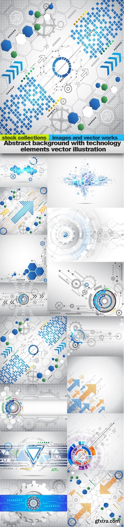 Abstract background with technology elements vector illustration, 15 x EPS