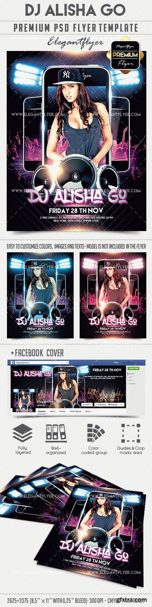 DJ Alisha Go – Flyer PSD Template + Facebook Cover