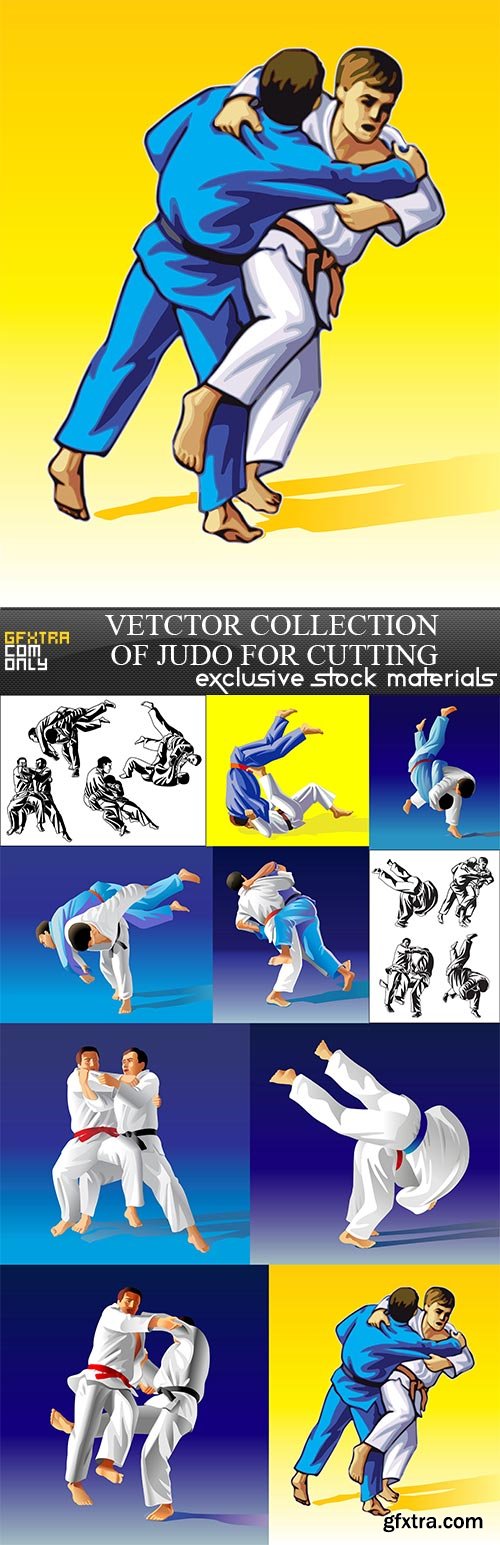 Vetctor collection of judo for cutting, 10 x EPS