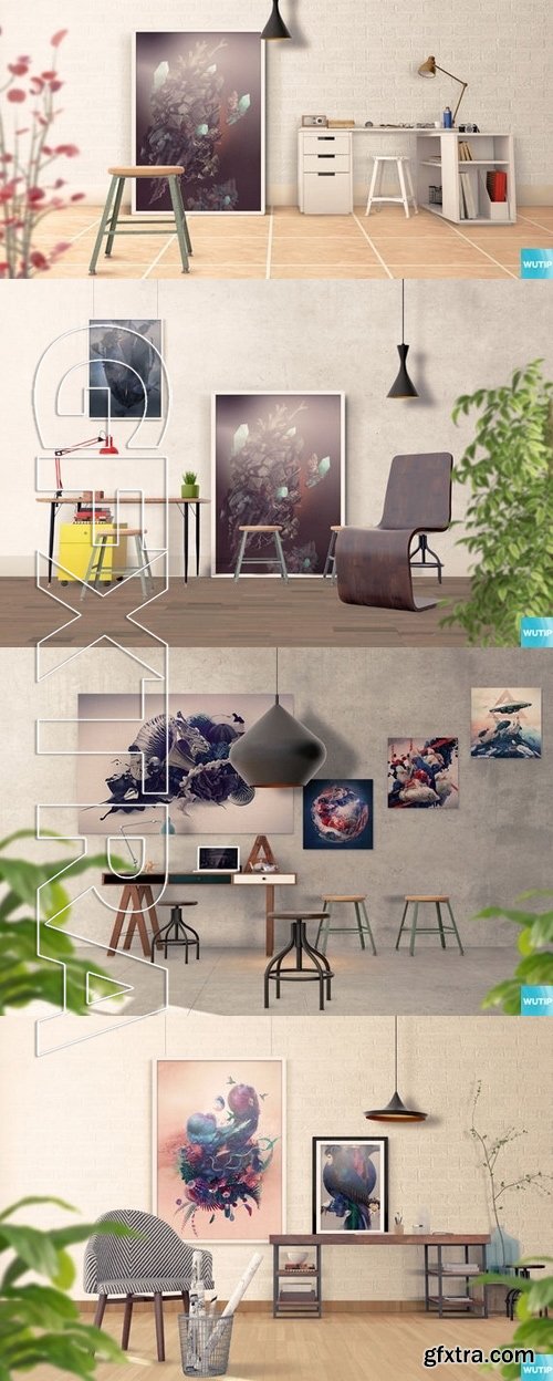 Art Wall Mockups - Interior Work Desk V2