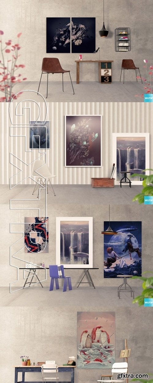 Art Wall Mockups - Interior Work Desk V2