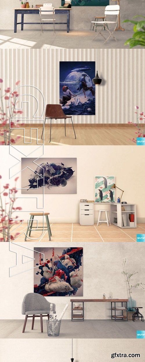 Art Wall Mockups - Interior Work Desk V2