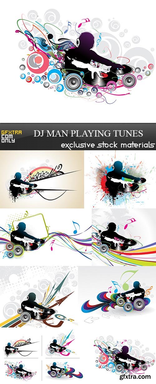 Dj man playing tunes, 8 x EPS