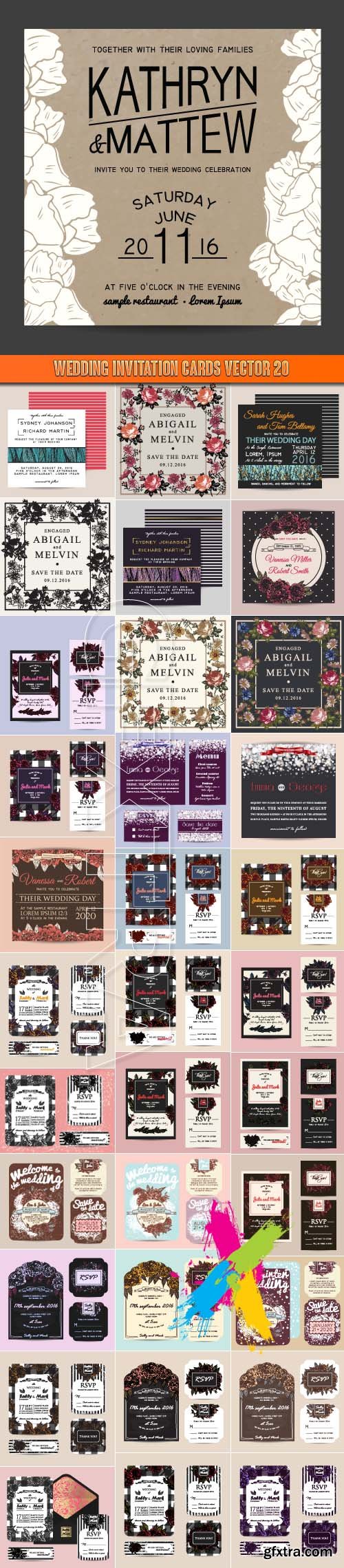 Wedding invitation cards vector 20