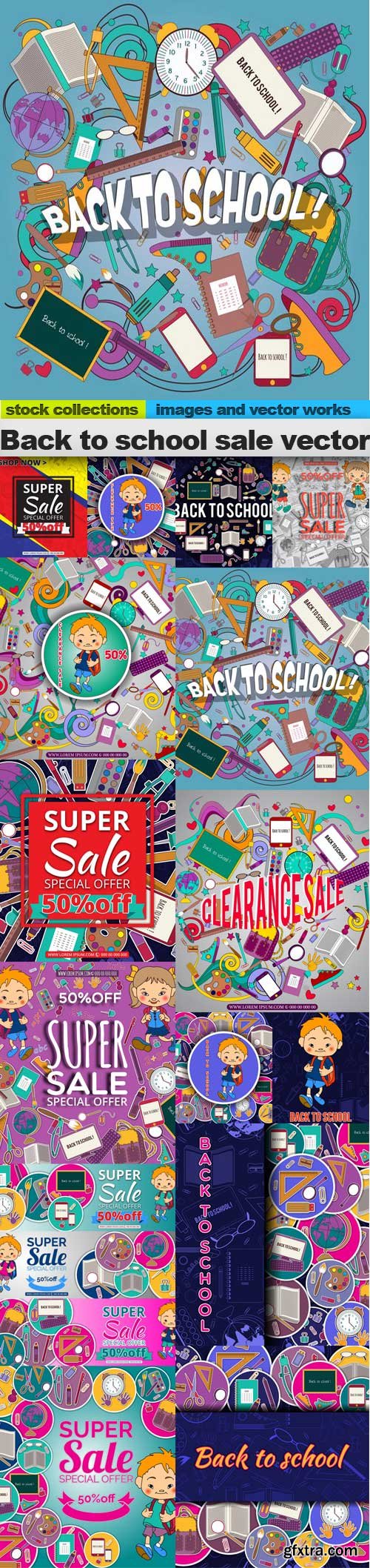 Back to school sale vector, 15 x EPS