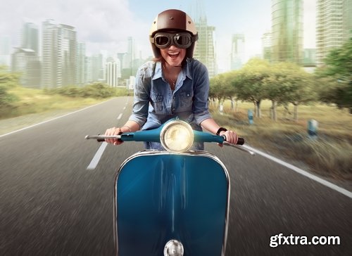 Motor scooter girl a collection woman city urban style helmet 25 HQ Jpeg