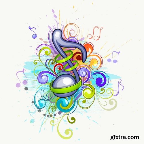 Collection of musical background is a treble clef icon template example 25 EPS