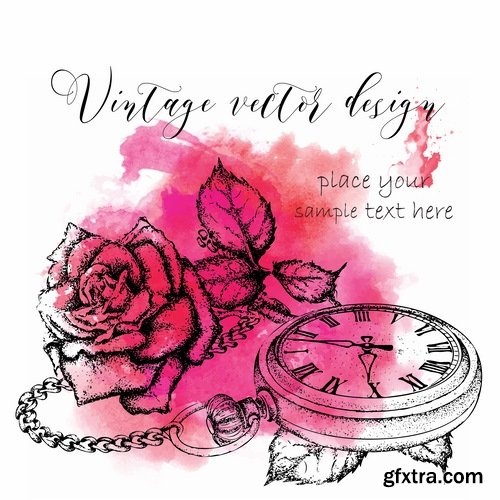 Collection of rose flower invitation card postcard vector image 25 EPS