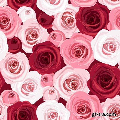 Collection of rose flower invitation card postcard vector image 25 EPS