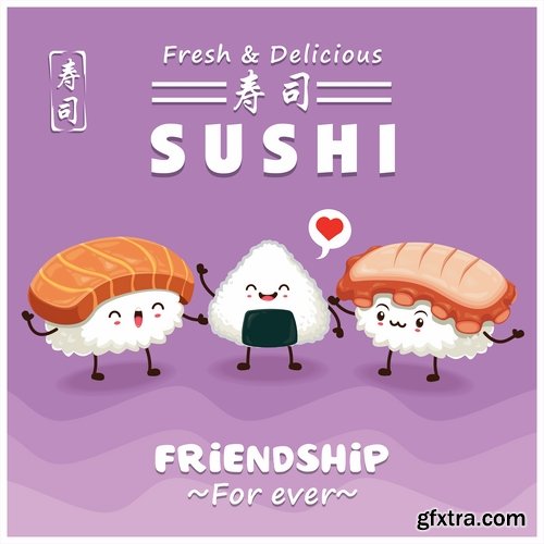 Sushi Collection of Eastern food japan a vector Image 25 EPS