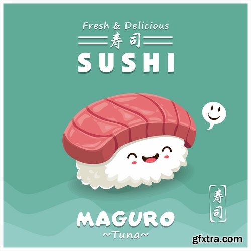 Sushi Collection of Eastern food japan a vector Image 25 EPS