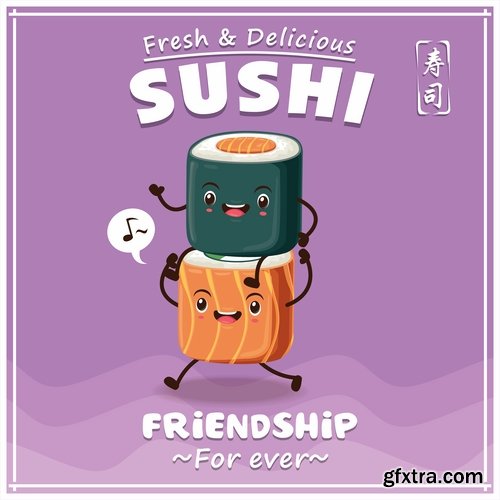 Sushi Collection of Eastern food japan a vector Image 25 EPS