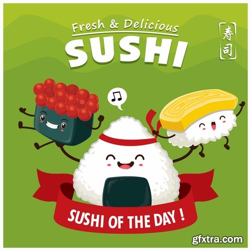 Sushi Collection of Eastern food japan a vector Image 25 EPS