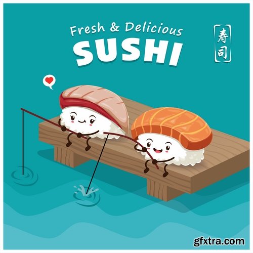 Sushi Collection of Eastern food japan a vector Image 25 EPS