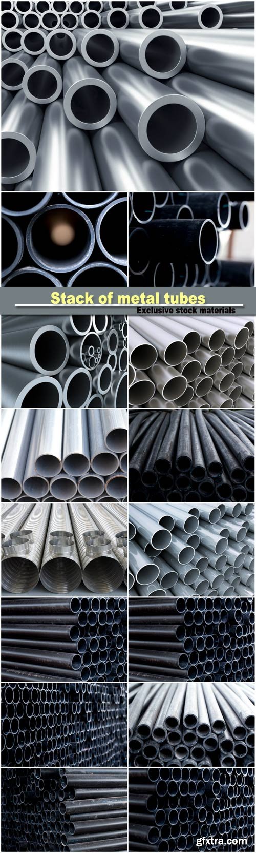 Stack of metal tubes, black pipe tube, industry quality background