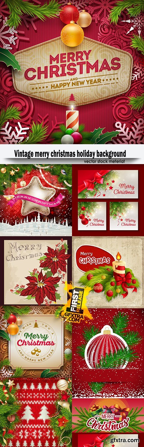 Vintage Merry Christmas holiday background