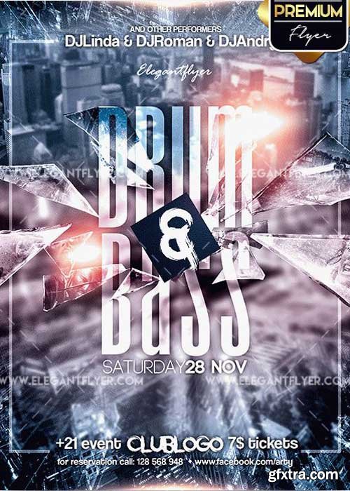 Drum and Bass V8 Flyer PSD Template + Facebook Cover