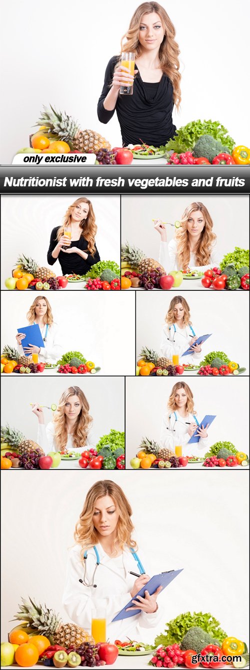 Nutritionist with fresh vegetables and fruits - 8 UHQ JPEG