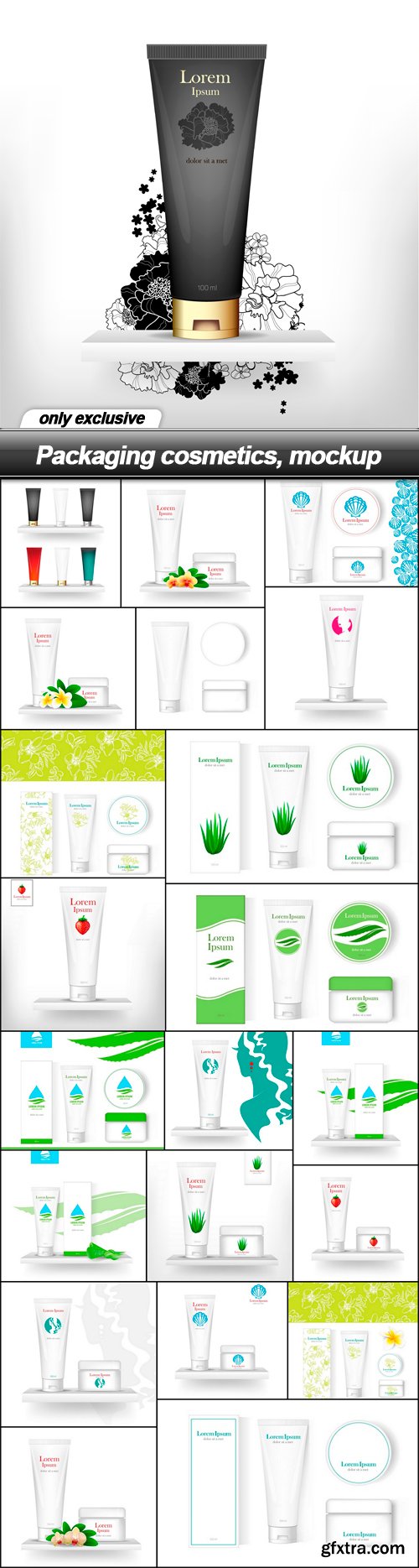 Packaging cosmetics, mockup - 22 EPS