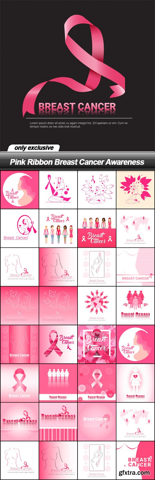 Pink Ribbon Breast Cancer Awareness - 33 EPS