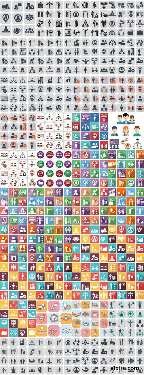 Human resources and management icons set 2