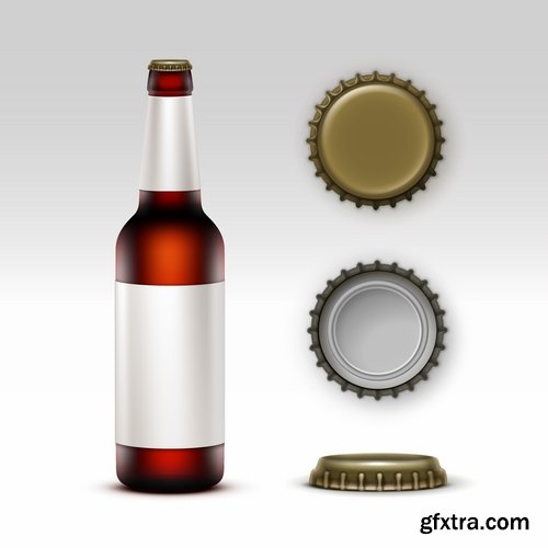 Collection of beer bottle glass of soccer vector image 25 EPS