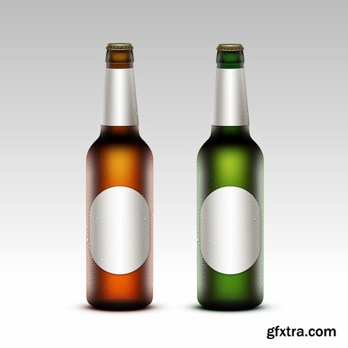 Collection of beer bottle glass of soccer vector image 25 EPS