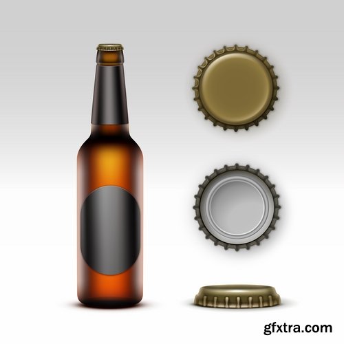 Collection of beer bottle glass of soccer vector image 25 EPS