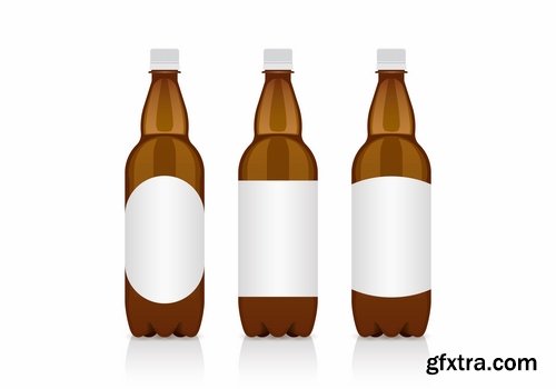 Collection of beer bottle glass of soccer vector image 25 EPS