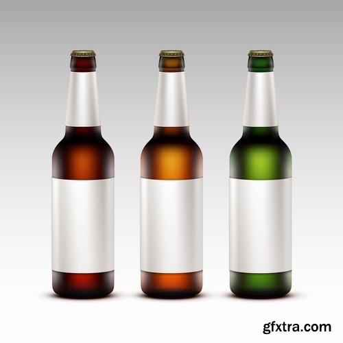 Collection of beer bottle glass of soccer vector image 25 EPS