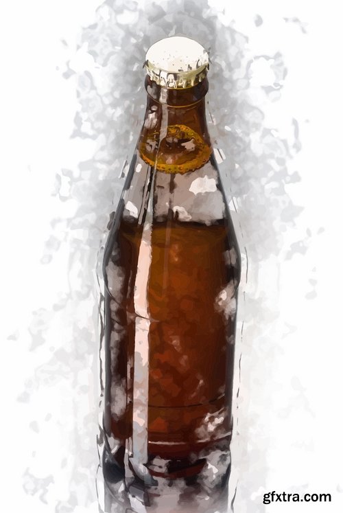 Collection of beer bottle glass of soccer vector image 25 EPS