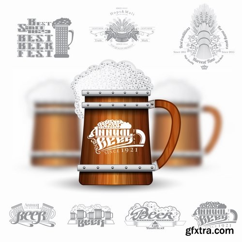 Collection of beer bottle glass of soccer vector image 25 EPS