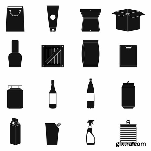 Collection of icon sticker sticker bottle bottle box package vector picture 25 EPS