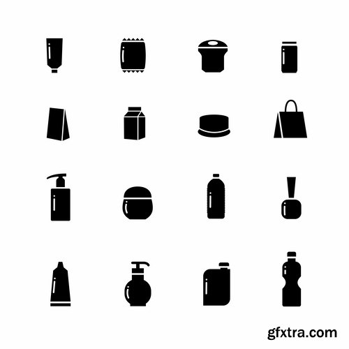 Collection of icon sticker sticker bottle bottle box package vector picture 25 EPS