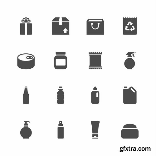 Collection of icon sticker sticker bottle bottle box package vector picture 25 EPS