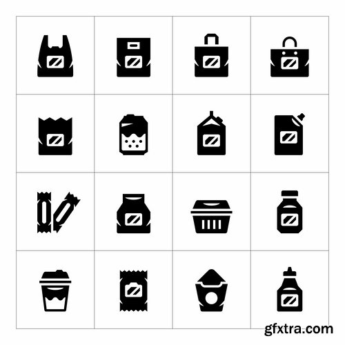 Collection of icon sticker sticker bottle bottle box package vector picture 25 EPS