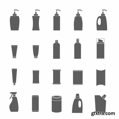 Collection of icon sticker sticker bottle bottle box package vector picture 25 EPS