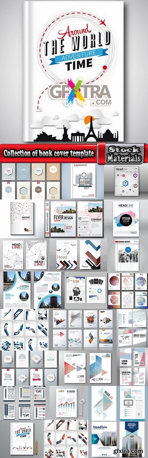 Collection of book cover template log example flyer banner vector image 25 EPS