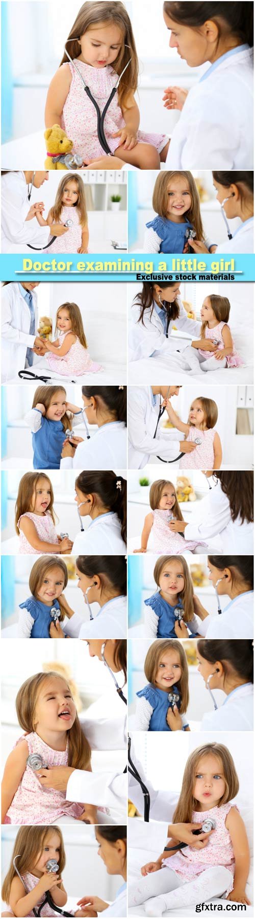 Doctor examining a little girl by stethoscope